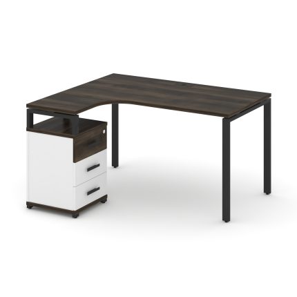 Concept Стол эргономичный с опорной тумбой CN.SA-305(L) B Дуб Мали/Белый Бриллиант/Металл Черный 138