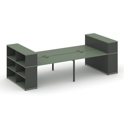 Concept Рабочая станция с опорными стеллажами с надставкой низ. CN.DRS-256 Кобо/Антрацит/Металл Антр