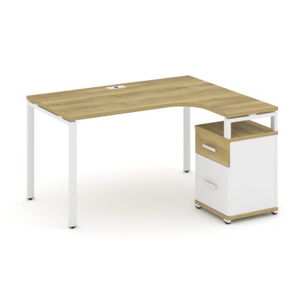 Concept Стол эргономичный с опорной тумбой CN.SA-306(R) W Дуб Винченцо/Белый Бриллиант/Металл Белый