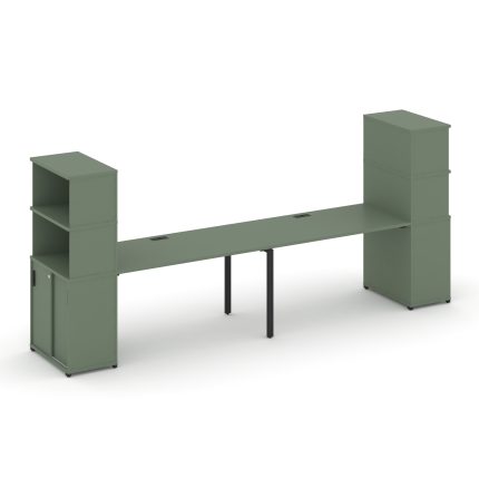 Concept Рабочая станция с опорными шкафом-купе с надставкой выс. CN.ORS-242 B Кобо/Металл Черный 320