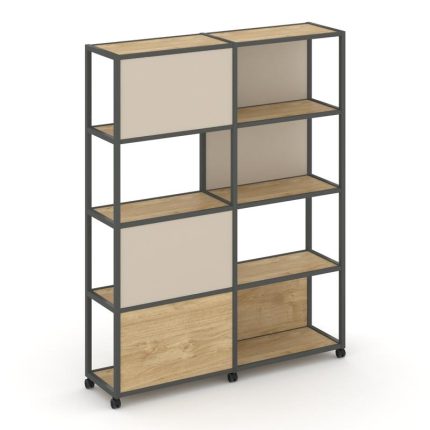 Shelf Mobile Стеллаж 5 уровней 2 секции VR.LT-STK-515.12 Тиквуд Светлый/Металл Антрацит/W-04 2370*40