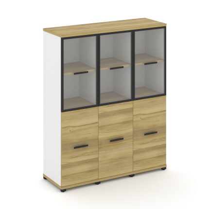 Concept Шкаф 3 узкие секции, 4 ниши CN.STU-432 RPB B Дуб Винченцо/Белый Бриллиант/Металл Черный/Проз