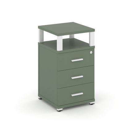 Concept Тумба приставная 3 ящ. с надставкой CN.TUP-003 W Кобо/Металл Белый 420*420*750