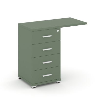 Concept Тумба приставная узкая со свесом 4 ящ. CN.TUS-001 W Кобо/Металл Белый 836*420*750