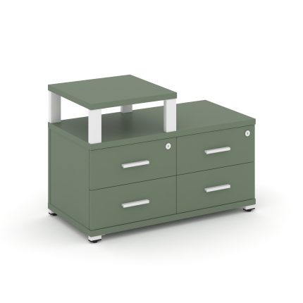 Concept Тумба приставная широкая 4 ящ. с надставкой узкой CN.TSP-002 W Кобо/Металл Белый 836*420*583