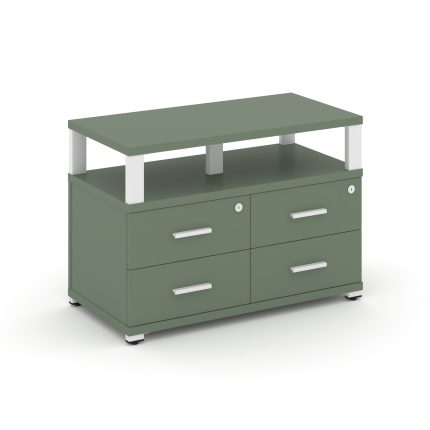 Concept Тумба приставная широкая 4 ящ. с надставкой широкой CN.TSP-003 W Кобо/Металл Белый 836*420*5