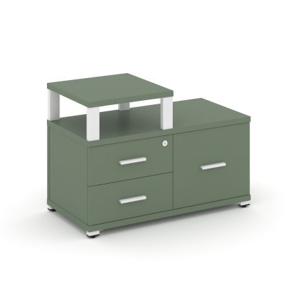 Concept Тумба приставная широкая 2 ящ.+1 распаш. фасад с надставкой узкой CN.TSP-005 W Кобо/Металл Б