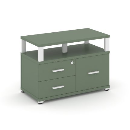 Concept Тумба приставная широкая 2 ящ.+1 распаш. фасад с надставкой широкой CN.TSP-006 W Кобо/Металл