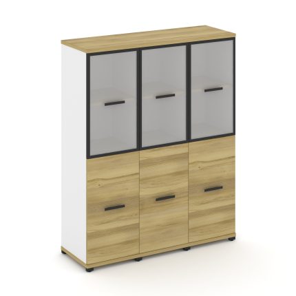 Concept Шкаф 3 узкие секции, 4 ниши CN.STU-432 RMB B Дуб Винченцо/Белый Бриллиант/Металл Черный/Сати