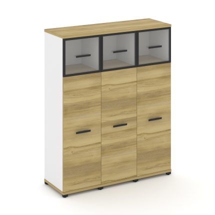 Concept Шкаф 3 узкие секции, 4 ниши CN.STU-434 RPB B Дуб Винченцо/Белый Бриллиант/Металл Черный/Проз