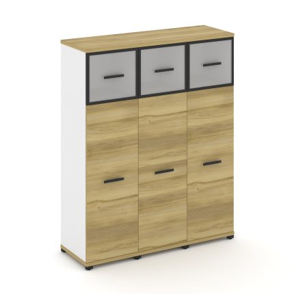 Concept Шкаф 3 узкие секции, 4 ниши CN.STU-434 RMB B Дуб Винченцо/Белый Бриллиант/Металл Черный/Сати