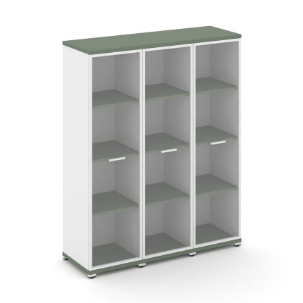 Concept Шкаф 3 узкие секции, 4 ниши CN.STU-436 RPW W Кобо/Белый Бриллиант/Металл Белый/Прозрачный 12