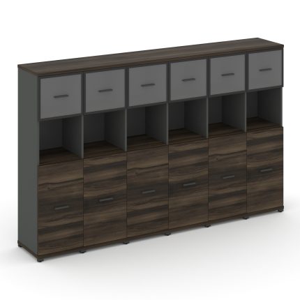 Concept Шкаф 6 узких секций, 4 ниши CN.STU-465 RPB A Дуб Мали/Антрацит/Металл Антрацит/Прозрачный 25