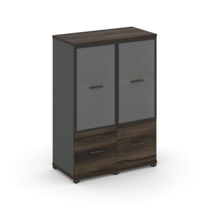 Concept Шкаф 2 узкие секции, 3 ниши CN.STU-322 RPB A Дуб Мали/Антрацит/Металл Антрацит/Прозрачный 83