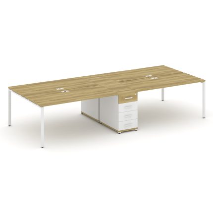 Concept Рабочая станция 4 места с 1 опорной тумбой CN.DRS-420 W Дуб Винченцо/Белый Бриллиант/Металл