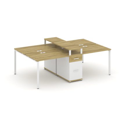Concept Рабочая станция 4 места с 1 опорной тумбой CN.DRS-437 W Дуб Винченцо/Белый Бриллиант/Металл