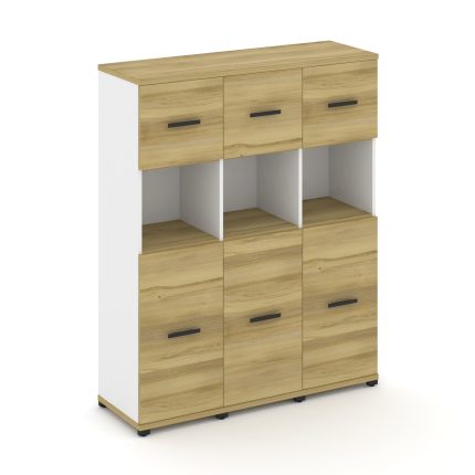 Concept Шкаф 3 узкие секции, 4 ниши CN.STU-435 B Дуб Винченцо/Белый Бриллиант/Металл Черный 1252*420