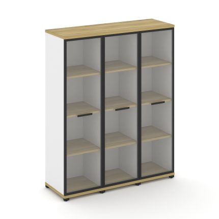 Concept Шкаф 3 узкие секции, 4 ниши CN.STU-436 RPB B Дуб Винченцо/Белый Бриллиант/Металл Черный/Проз