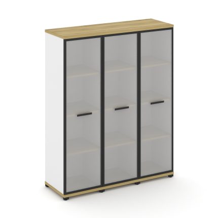 Concept Шкаф 3 узкие секции, 4 ниши CN.STU-436 RMB B Дуб Винченцо/Белый Бриллиант/Металл Черный/Сати