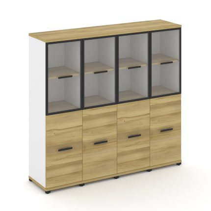 Concept Шкаф 4 узкие секции, 4 ниши CN.STU-442 RPB B Дуб Винченцо/Белый Бриллиант/Металл Черный/Проз