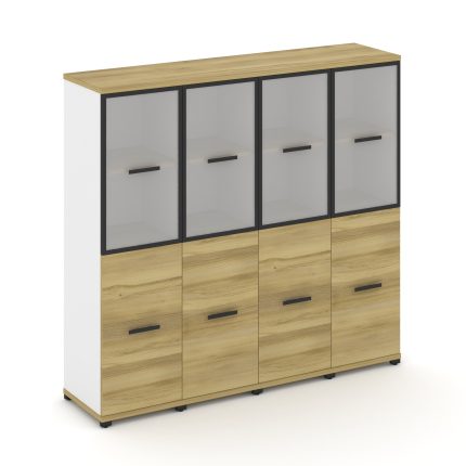 Concept Шкаф 4 узкие секции, 4 ниши  CN.STU-442 RMB B Дуб Винченцо/Белый Бриллиант/Металл Черный/Сат