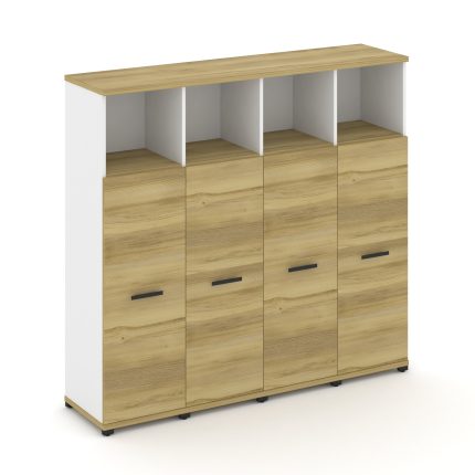 Concept Шкаф 4 узкие секции, 4 ниши  CN.STU-443 B Дуб Винченцо/Белый Бриллиант/Металл Черный 1668*42