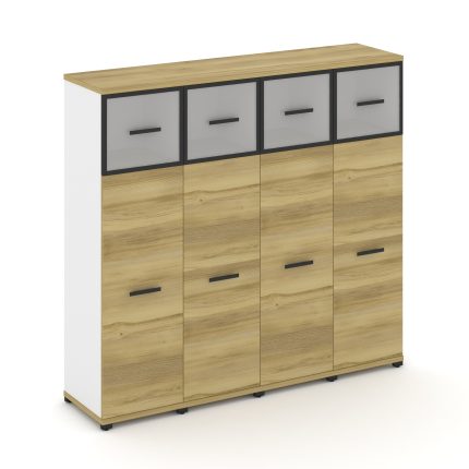 Concept Шкаф 4 узкие секции, 4 ниши CN.STU-444 RMB B Дуб Винченцо/Белый Бриллиант/Металл Черный/Сати