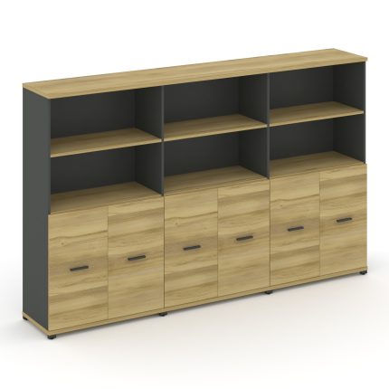 Concept Шкаф 3 широкие секции, 4 ниши CN.STS-431 A Дуб Винченцо/Антрацит/Металл Антрацит 2500*420*15