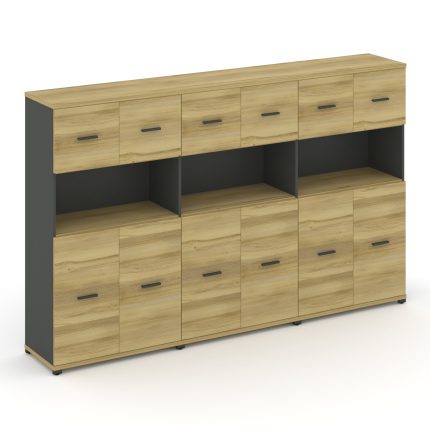 Concept Шкаф 3 широкие секции, 4 ниши CN.STS-435 A Дуб Винченцо/Антрацит/Металл Антрацит 2500*420*15