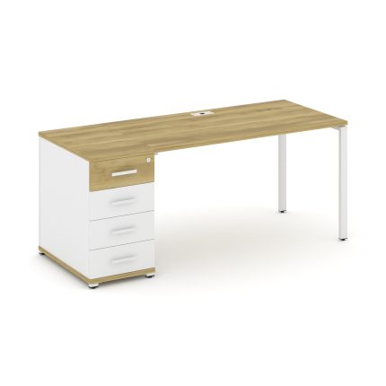 Concept Стол рабочий с 1 опорной тумбой CN.SP-403 W Дуб Винченцо/Белый Бриллиант/Металл Белый 1800*7