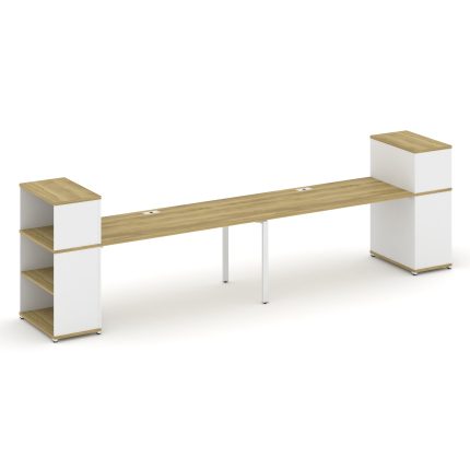 Concept Рабочая станция с опорными стеллажами с надставкой низ. CN.ORS-212 Дуб Винченцо/Белый Брилли