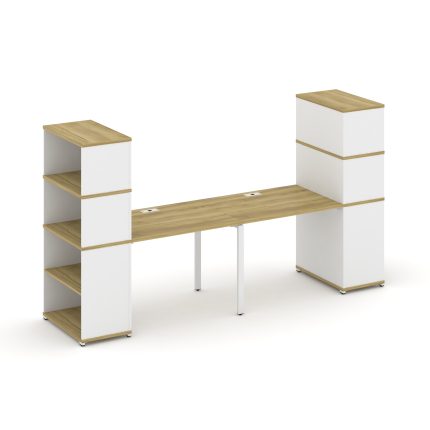Concept Рабочая станция с опорными стеллажами с надставкой выс. CN.ORS-213 Дуб Винченцо/Белый Брилли