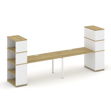 Concept Рабочая станция с опорными стеллажами с надставкой выс. CN.ORS-215 Дуб Винченцо/Белый Брилли