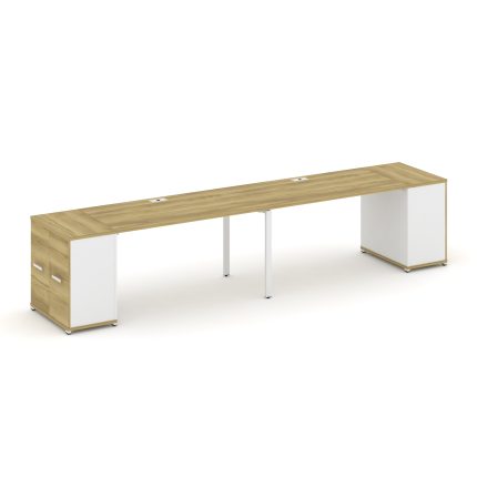 Concept Рабочая станция с опорными распаш. шкафами CN.ORS-219 W Дуб Винченцо/Белый Бриллиант/Металл