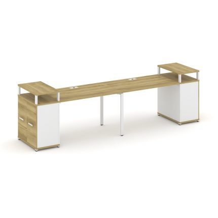 Concept Рабочая станция с опорными распаш. шкафами с верх. горизонтами  CN.ORS-222 W Дуб Винченцо/Бе