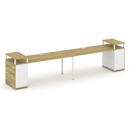 Concept Рабочая станция с опорными распаш. шкафами с верх. горизонтами  CN.ORS-224 W Дуб Винченцо/Бе