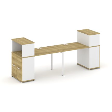 Concept Рабочая станция с опорными распаш. шкафами с надставкой низ. CN.ORS-225 W Дуб Винченцо/Белый