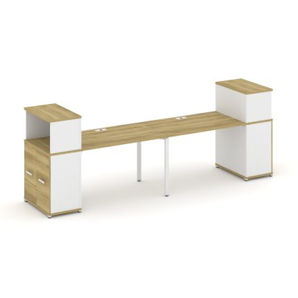 Concept Рабочая станция с опорными распаш. шкафами с надставкой низ. CN.ORS-226 W Дуб Винченцо/Белый
