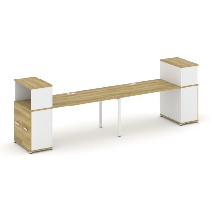 Concept Рабочая станция с опорными распаш. шкафами с надставкой низ. CN.ORS-227 W Дуб Винченцо/Белый