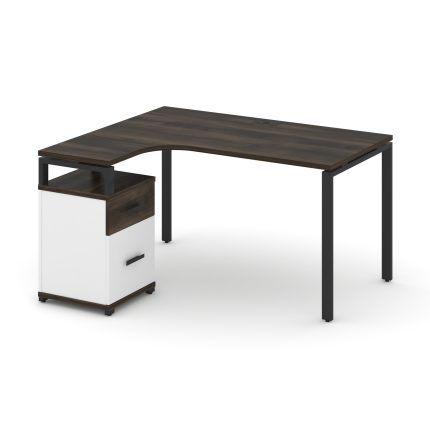 Concept Стол эргономичный с опорной тумбой CN.SA-306(L) B Дуб Мали/Белый Бриллиант/Металл Черный 138