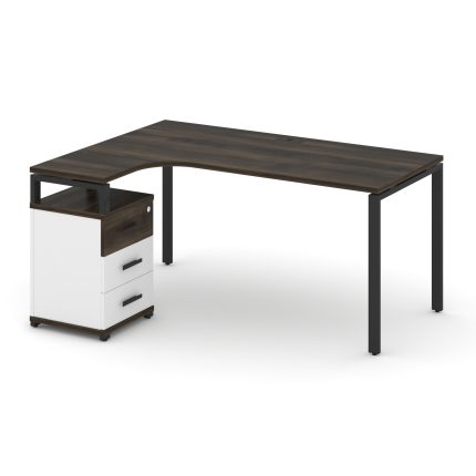 Concept Стол эргономичный с опорной тумбой CN.SA-307(L) B Дуб Мали/Белый Бриллиант/Металл Черный 158