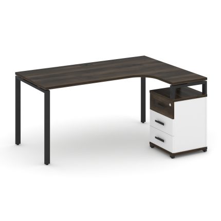 Concept Стол эргономичный с опорной тумбой CN.SA-307(R) B Дуб Мали/Белый Бриллиант/Металл Черный 158