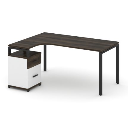 Concept Стол эргономичный с опорной тумбой CN.SA-308(L) B Дуб Мали/Белый Бриллиант/Металл Черный 158