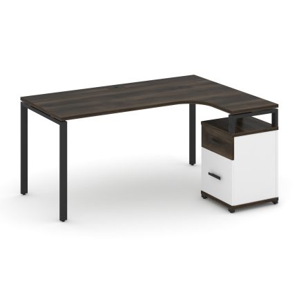 Concept Стол эргономичный с опорной тумбой CN.SA-308(R) B Дуб Мали/Белый Бриллиант/Металл Черный 158