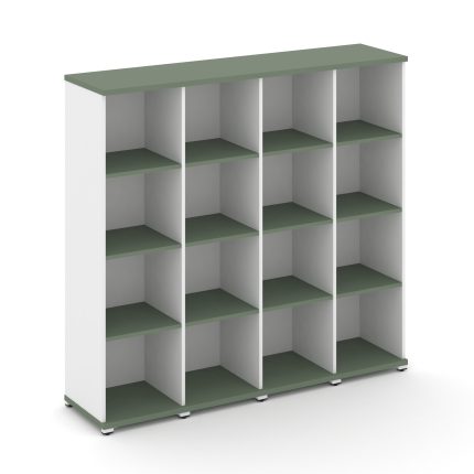 Concept Стеллаж 4 узкие секции, 4 ниши CN.STU-440 Кобо/Белый Бриллиант/Металл Белый 1668*420*1554