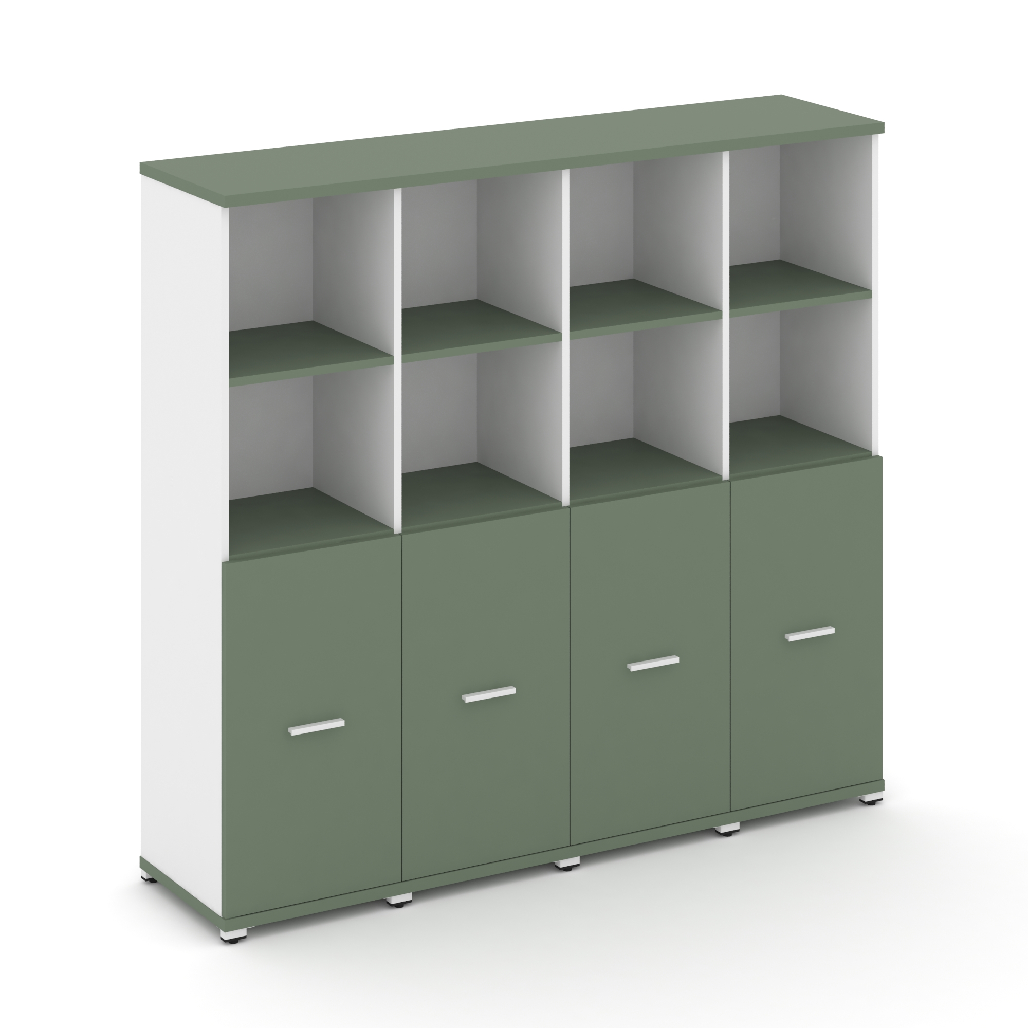 Concept Шкаф 4 узкие секции, 4 ниши CN.STU-441 W Кобо/Белый Бриллиант/Металл Белый 1668*420*1554