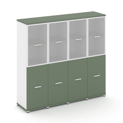 Concept Шкаф 4 узкие секции, 4 ниши  CN.STU-442 RMW W Кобо/Белый Бриллиант/Металл Белый/Сатин 1668*4