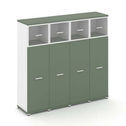 Concept Шкаф 4 узкие секции, 4 ниши CN.STU-444 RPW W Кобо/Белый Бриллиант/Металл Белый/Прозрачный 16