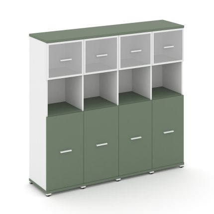 Concept Шкаф 4 узкие секции, 4 ниши CN.STU-445 RMW W Кобо/Белый Бриллиант/Металл Белый/Сатин 1668*42