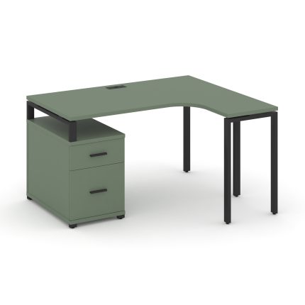 Concept Стол эргономичный с опорной тумбой CN.SA-302(R) B Кобо/Металл Черный 1380/1746*1180*750